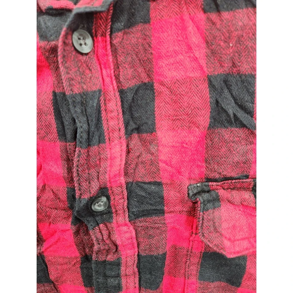 Faded‎ Glory Mens Red Black Plaid Flannel Shirt L Long Sleeve Button Up - Picture 7 of 8